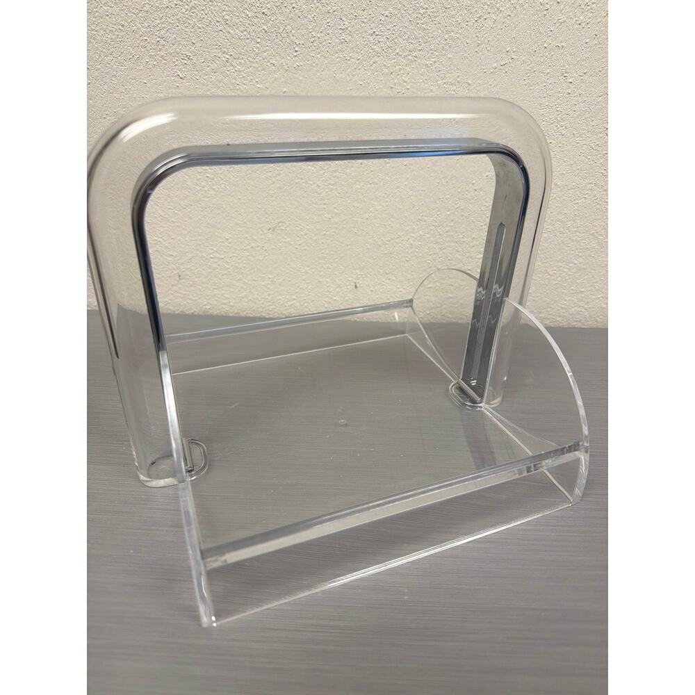 Guzzini of Italy Vintage Clear Lucite Acrylic Napkin Holder MCM